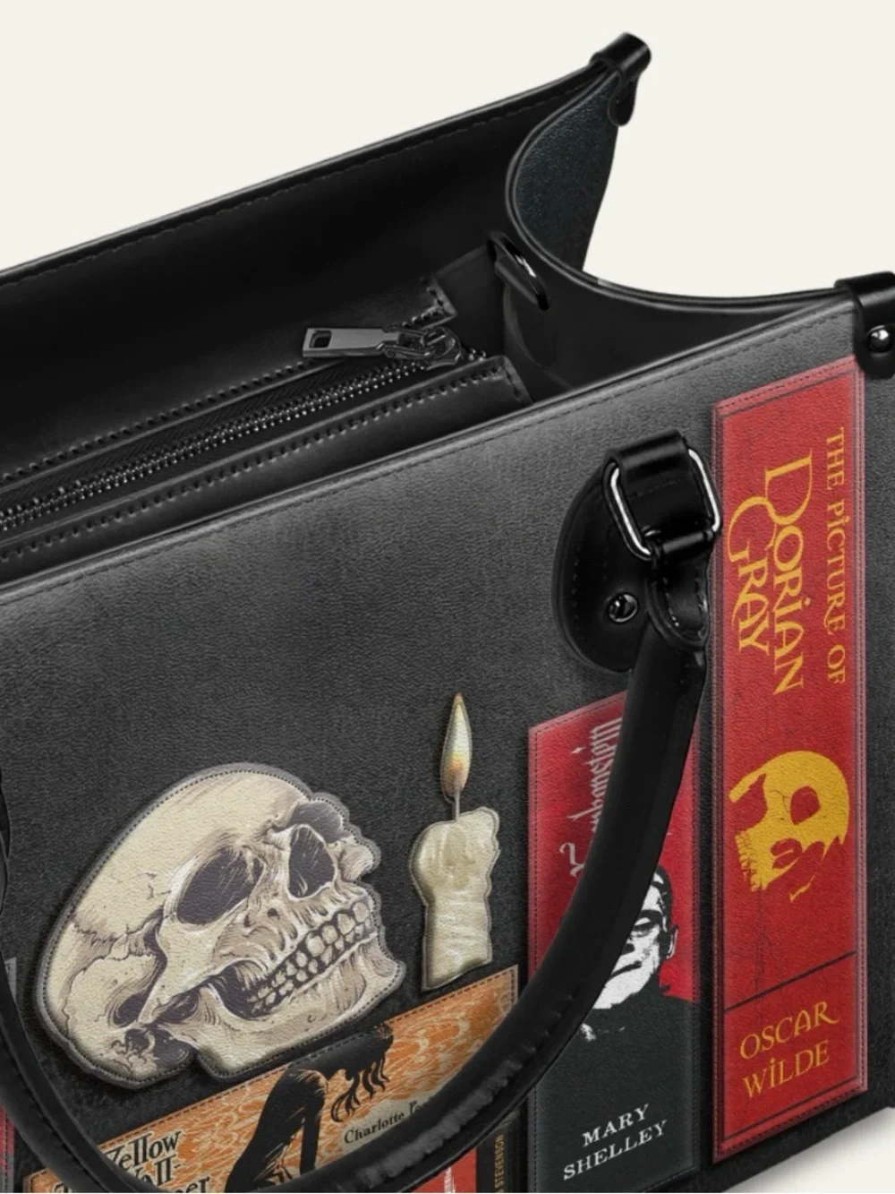 Black Graphic Book-Print Briefcase